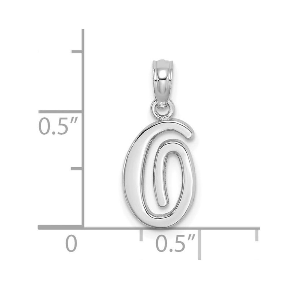 10k White Gold Polished O Script Initial Charm - image 3